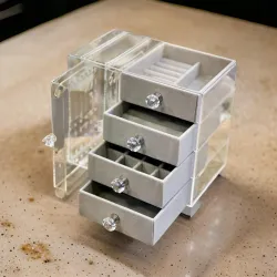 Qızılı Qablı Zinət Əşyaları Qutusu – Akrilik Şüşə