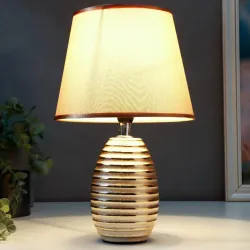 Zərif Masaüstü Lampa (Qızılı Keramik Əsaslı, Abajurlu) thumbnail