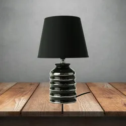 Zərif Masaüstü Lampa (Qızılı Keramik Əsaslı, Abajurlu) thumbnail