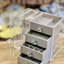 Qızılı Qablı Zinət Əşyaları Qutusu – Akrilik Şüşə thumbnail