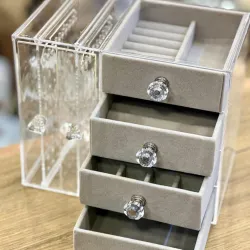 Qızılı Qablı Zinət Əşyaları Qutusu – Akrilik Şüşə thumbnail